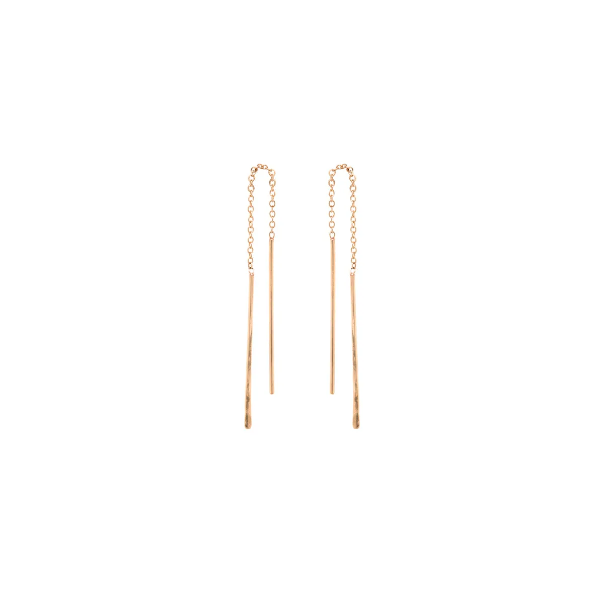 14k Hammered Short Wire Threader Earrings