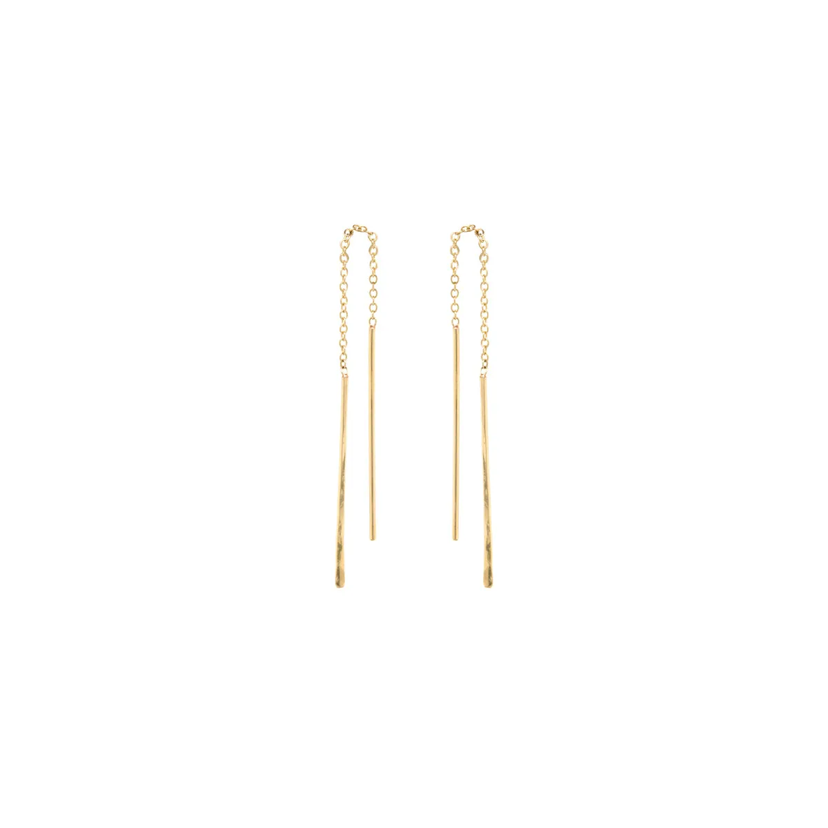 14k Hammered Short Wire Threader Earrings