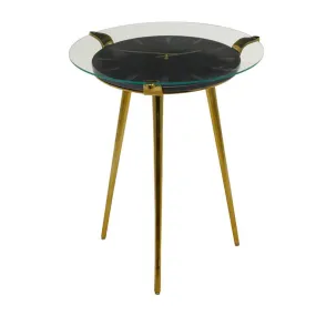 29233 Accent Clock Table in Marble/Black