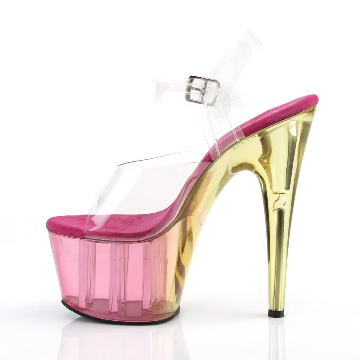 ADORE-708MCT Clear & Pink Ankle Peep Toe High Heel