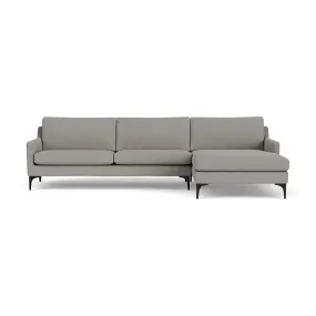 Astha Boucle Right Chaise Sofa (Black Metal, Warm Grey)