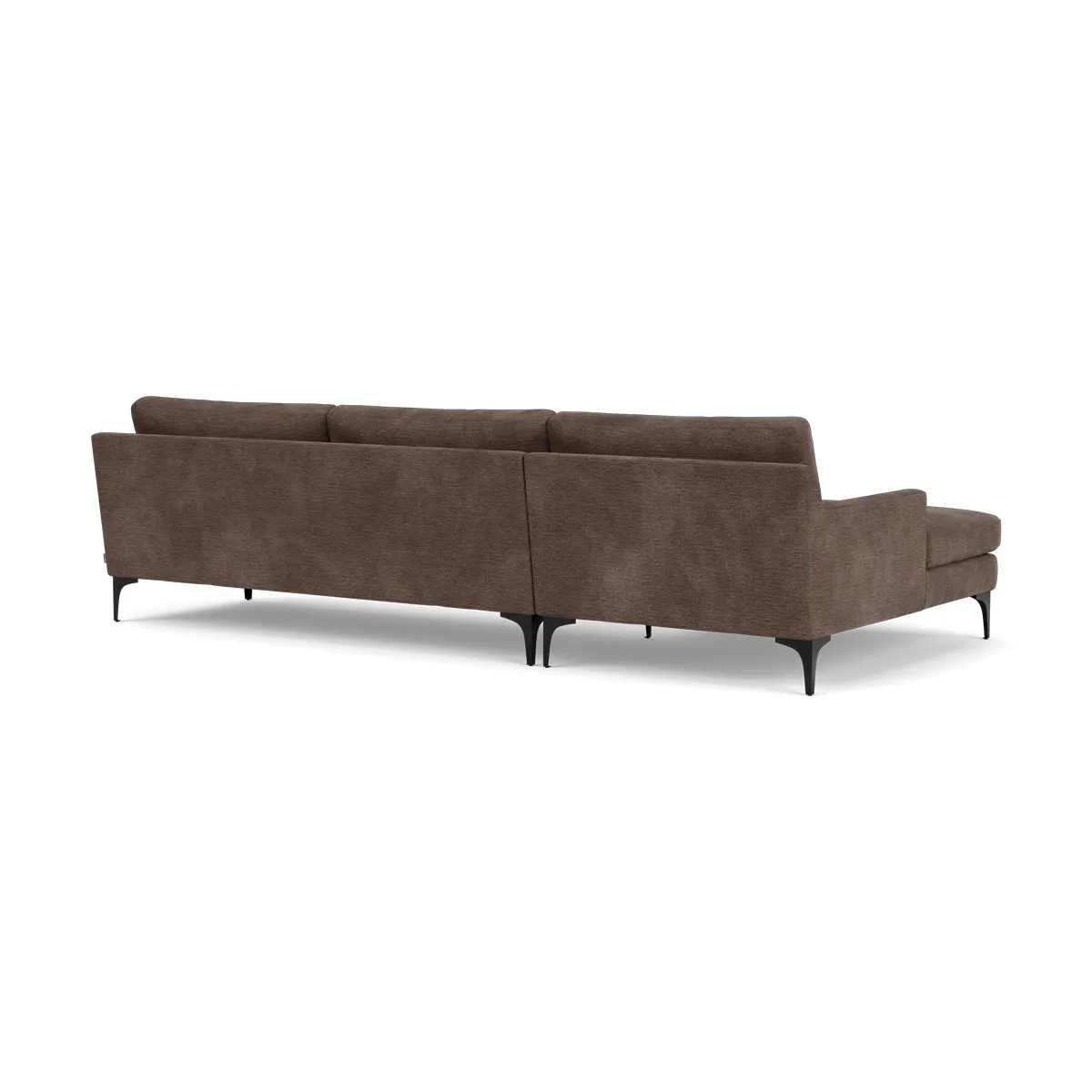 Astha Fabric Left Chaise Sofa (Black Metal, Cacao)