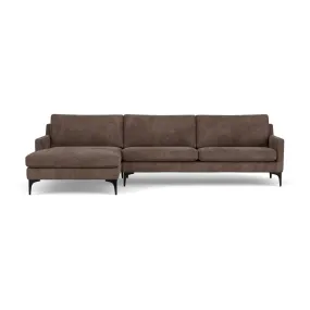 Astha Fabric Left Chaise Sofa (Black Metal, Cacao)