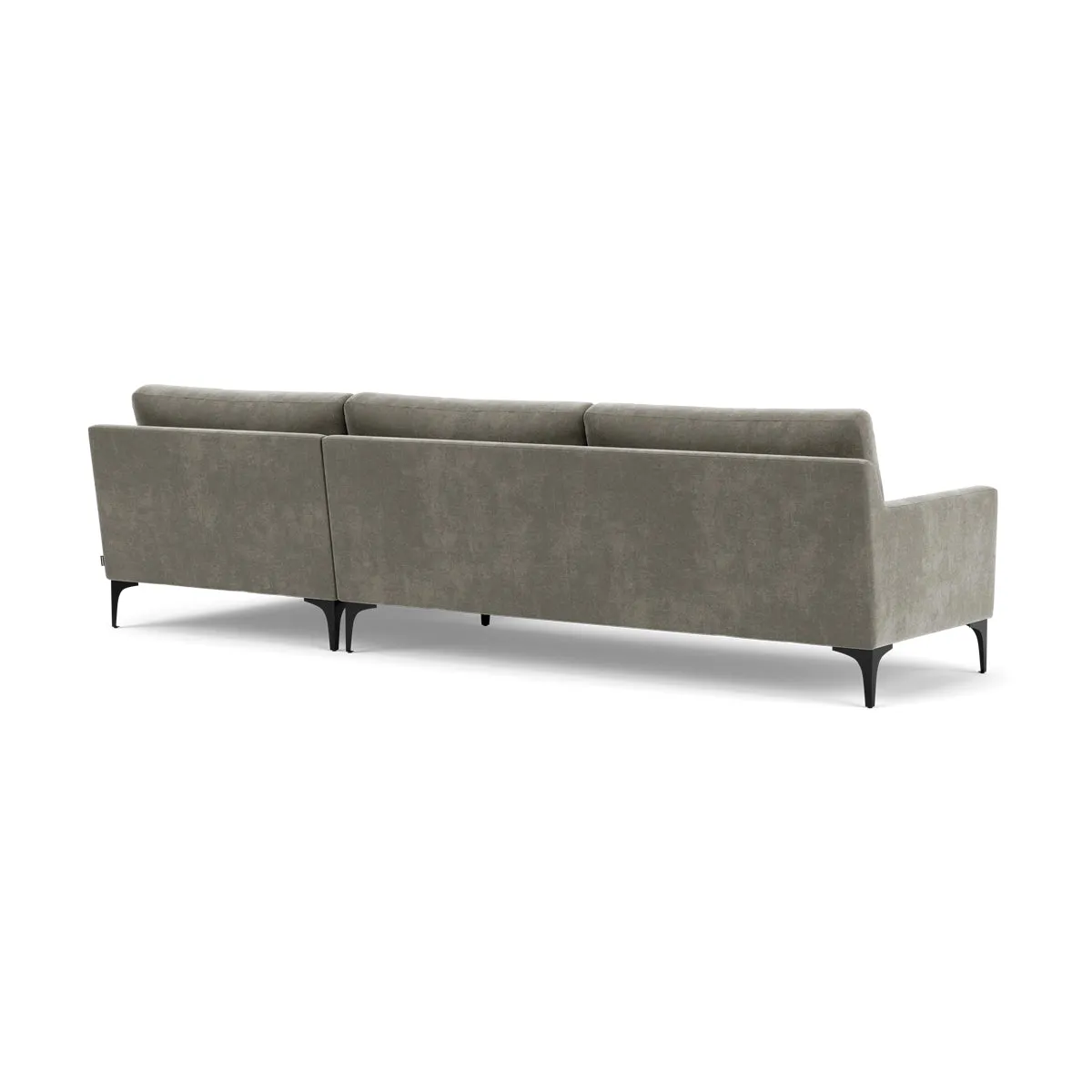 Astha Fabric Right Chaise Sofa (Black Metal, Grey Green)