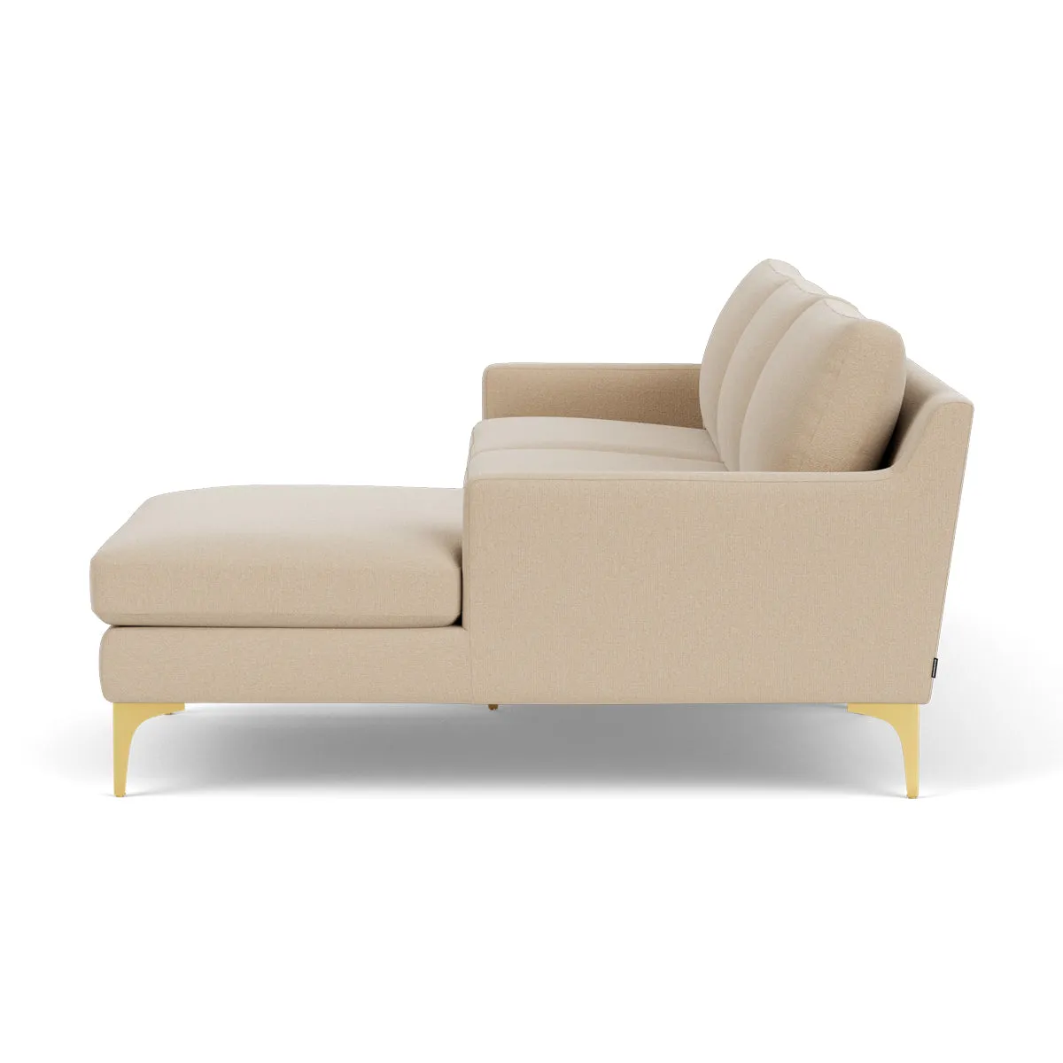 Astha Fabric Right Chaise Sofa (Brass Metal, Form Cream)