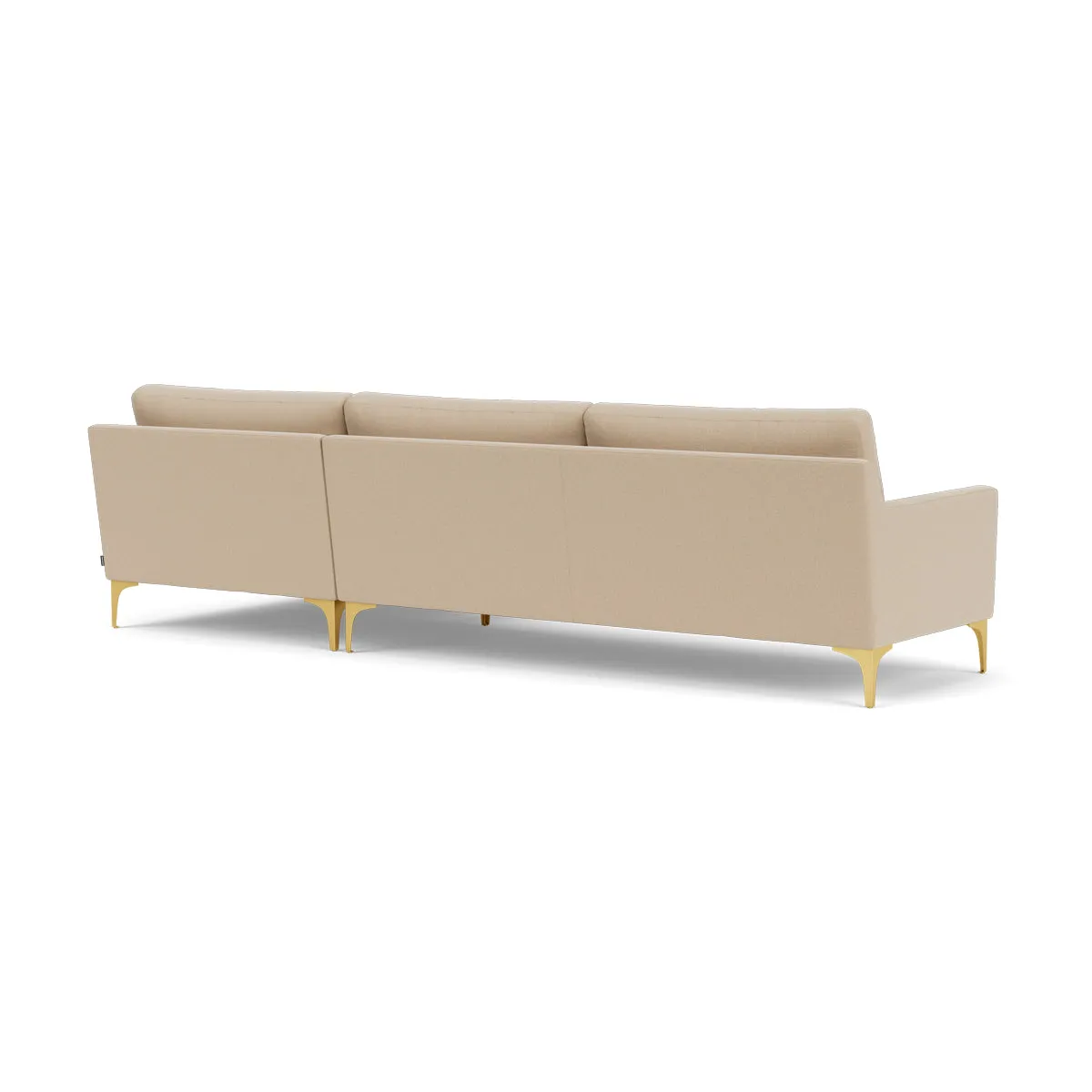 Astha Fabric Right Chaise Sofa (Brass Metal, Form Cream)