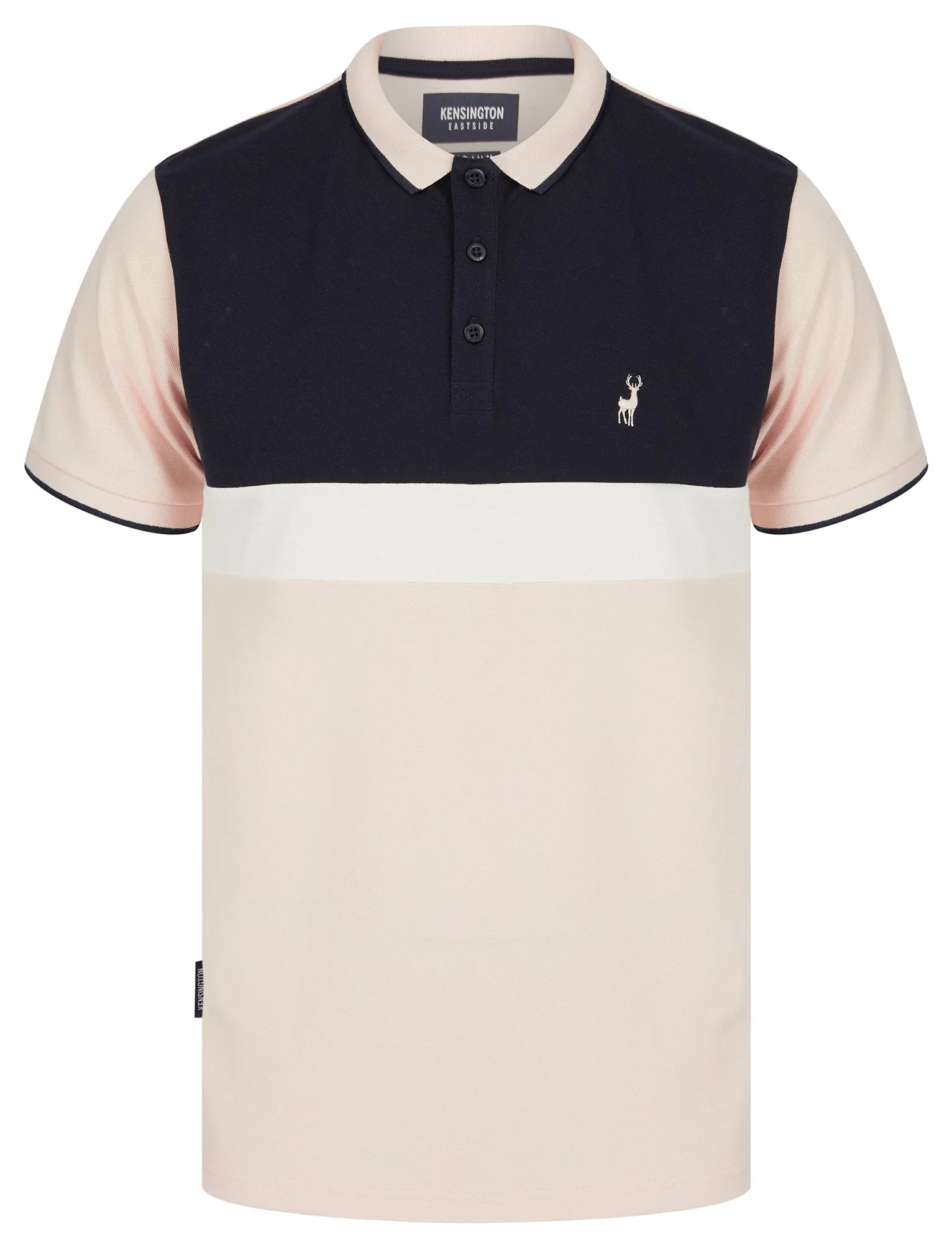 Barge Colour Block Cotton Pique Polo Shirt in Peach Whip - Kensington Eastside