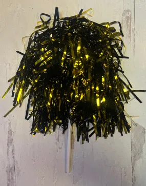 Black and Gold Shaker Stick Pom Poms 2pk