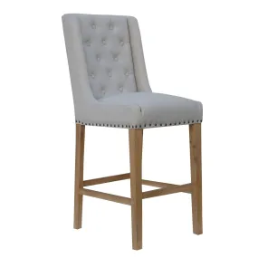 Button Back Fabric Natural Bar Stool