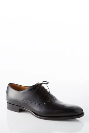 David August Leather Lace Up Cross Stitched Oxfords in Black