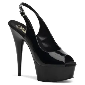 DELIGHT-654 Black Ankle Peep Toe High Heel