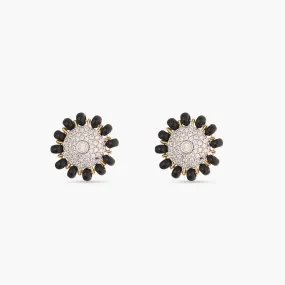 Floral CZ Silver Mangalsutra Stud Earrings