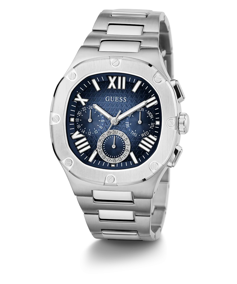 GUESS Mens Silver Tone Multi-function Watch