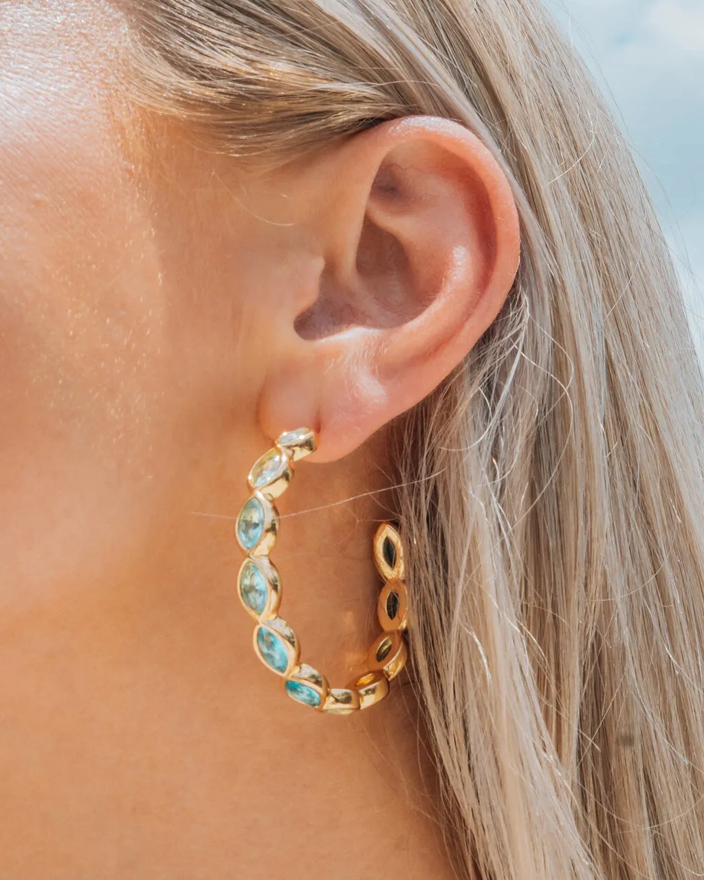 Naomi Multicolored CZ Hoop Earrings