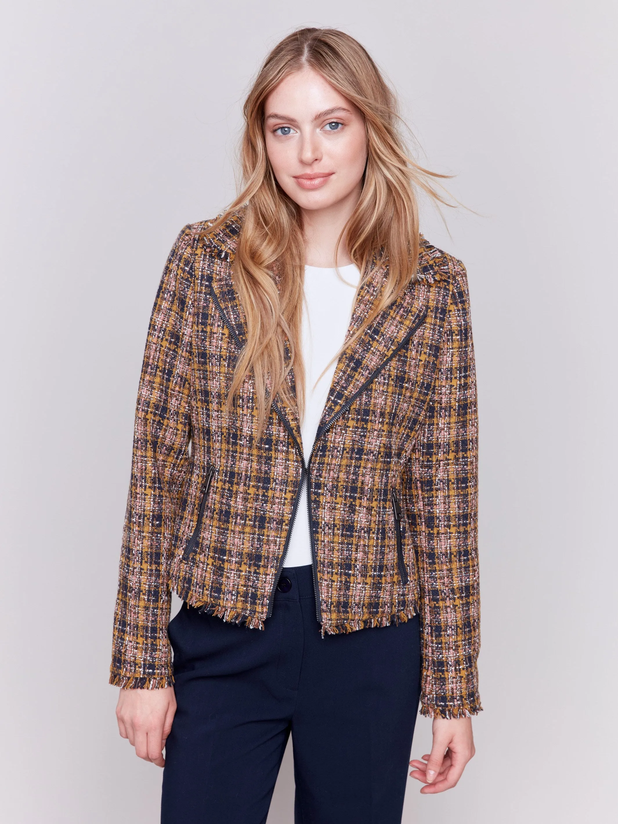 Tweed Perfecto Jacket - Navy