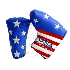 US Flag Stars & Stripes Head Cover for Blade and Midsize Mallet Putter, Blue